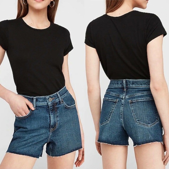 Express Pants - Express High Waist Cutoff Shorts 16